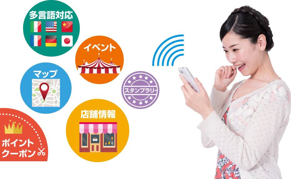 多言語対応 マップ イベント スタンプラリー 店舗情報 ポイント クーポン